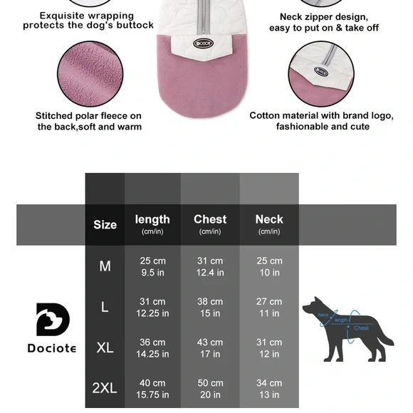 Dociote Fleece Easy on Dog Vest Med. - Picture 10 of 14